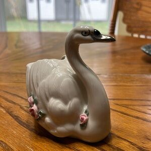 - Swan Figurine Dresden porcelain Planter goose geese bird vtg Germany ant…